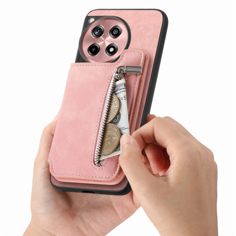 Funda para Teléfono OnePlus Nord Ce4 Ace 3V con Cremallera Retro Magsafe (Rosa)