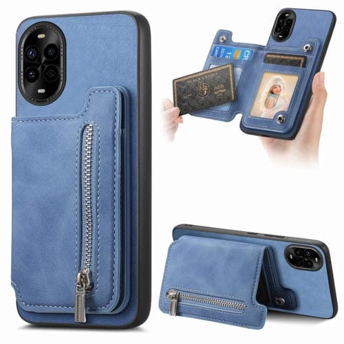 Funda para Teléfono Huawei Nova 13 Pro con Tarjetero y Cremallera Magsafe (Azul)