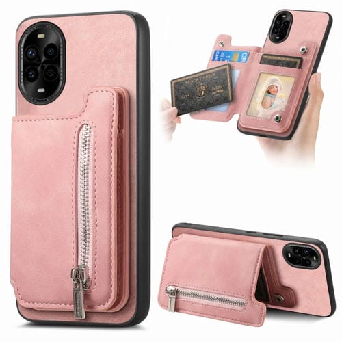 Funda para Teléfono Huawei Nova 13 Pro con Tarjetero y Cremallera Magsafe (Rosa)