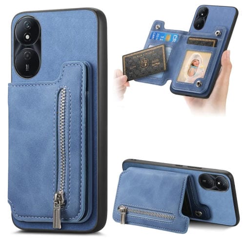 Funda para Teléfono Honor Play 50 Plus 5G con Cremallera Magsafe, Tarjetero, Cartera (Azul)