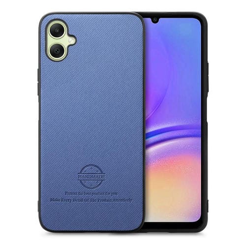 Funda de Piel de Sarga con Parte Trasera de Cuero para Samsung Galaxy A06 (Azul)