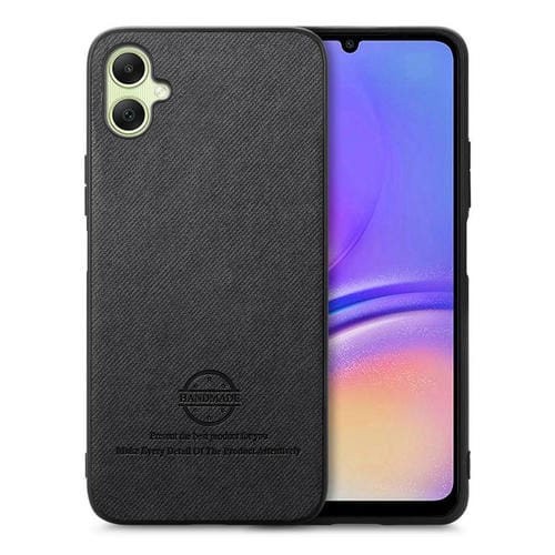 Funda de Piel de Sarga con Parte Trasera de Cuero para Samsung Galaxy A06 (Negra)