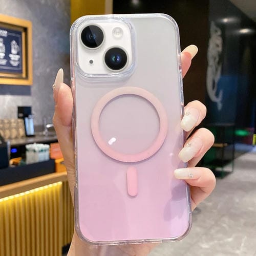 Funda para Teléfono Magsafe PC Transparente Degradado para iPhone 13 (Rosa Degradado)