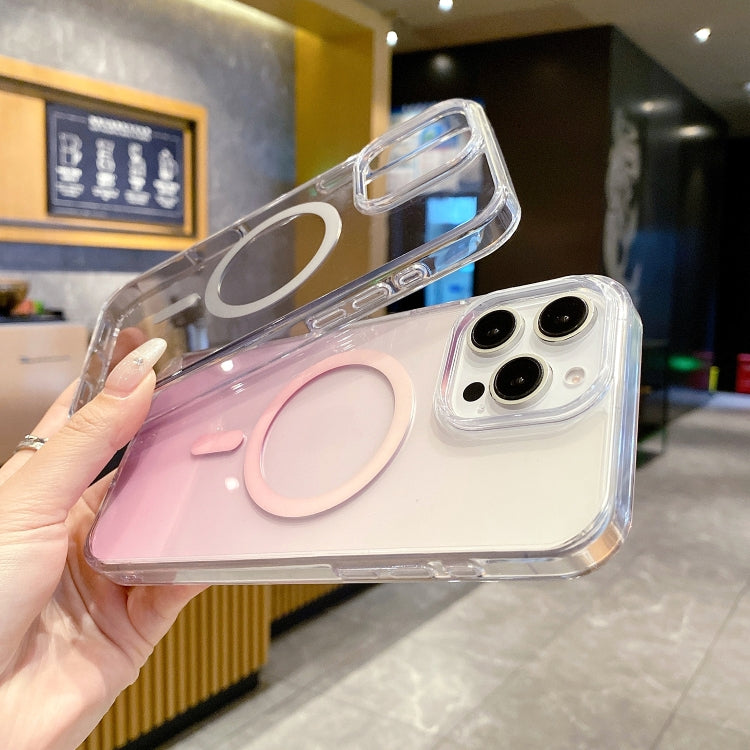 Funda para Teléfono PC Transparente con Degradado Magsafe para iPhone 15 Pro Max (Rosa Degradado)