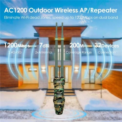 Extensor WiFi WAVLINK WN570HA2 Doble banda AC1200 Resistente al agua IP67 para exteriores (Enchufe australiano)