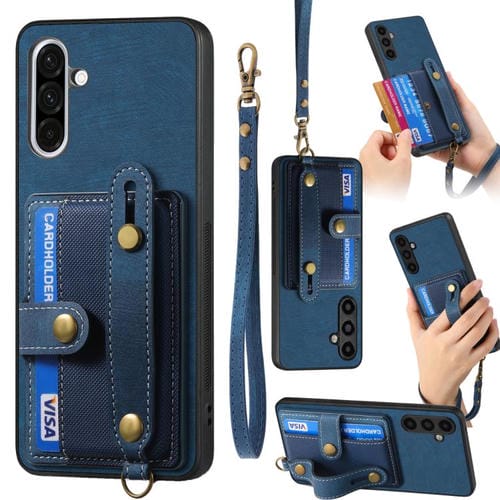 Funda Tipo Billetera Samsung Galaxy A36 Función Correa Cruzada (Azul)