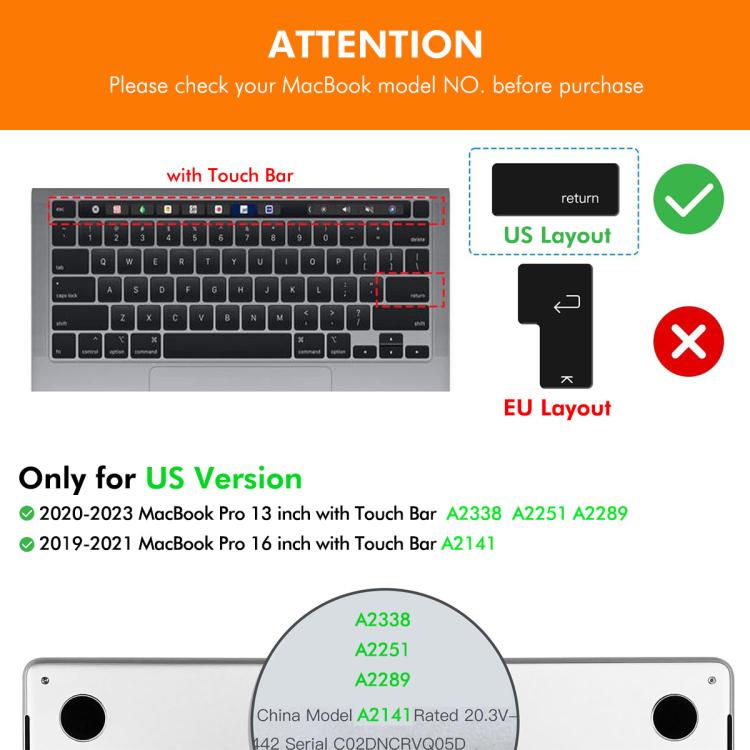 Funda Protectora de Silicona para Teclado Enkay MacBook Pro 13.3 (A2289/A2338) y Pro 16 (A2141) (Negro)