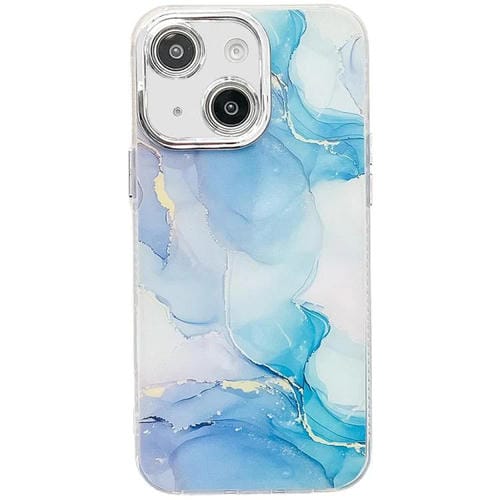 Funda para Teléfono iPhone 14 Textura Mármol Galvanizado (Azul Verde)