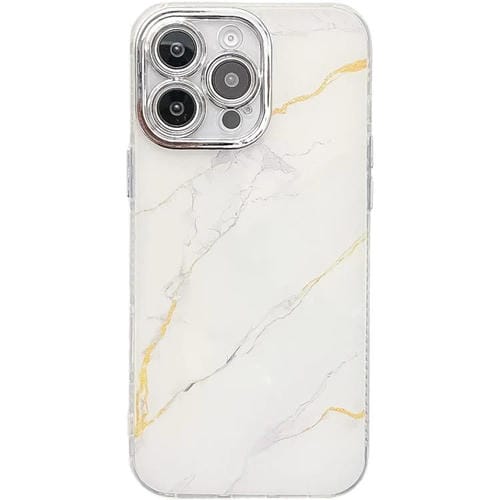 Funda para Teléfono iPhone 15 Pro Textura Mármol Galvanizado (Oro Blanco)