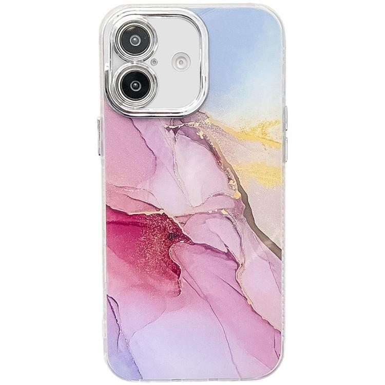 Funda para Teléfono iPhone 16 Plus Textura Mármol Galvanizado (Oro, Rosa, Rojo)