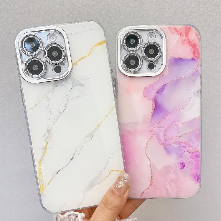 Funda para Teléfono iPhone 16 Plus Textura Mármol Galvanizado (Rosa M2)