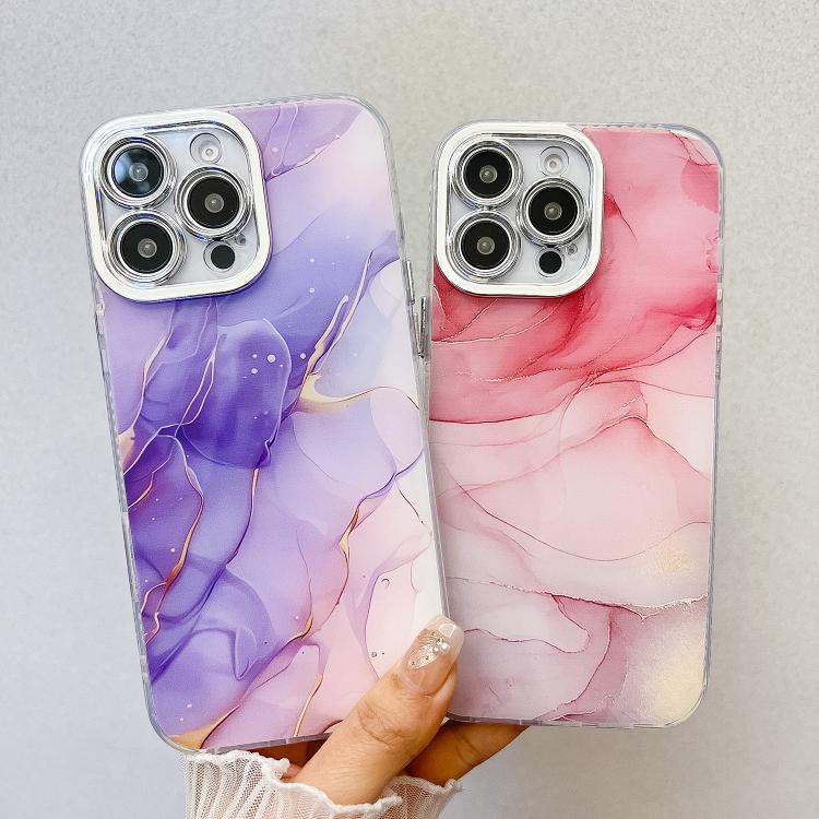 Funda para teléfono iPhone 14 textura Mármol galvanizado (Morado Claro)