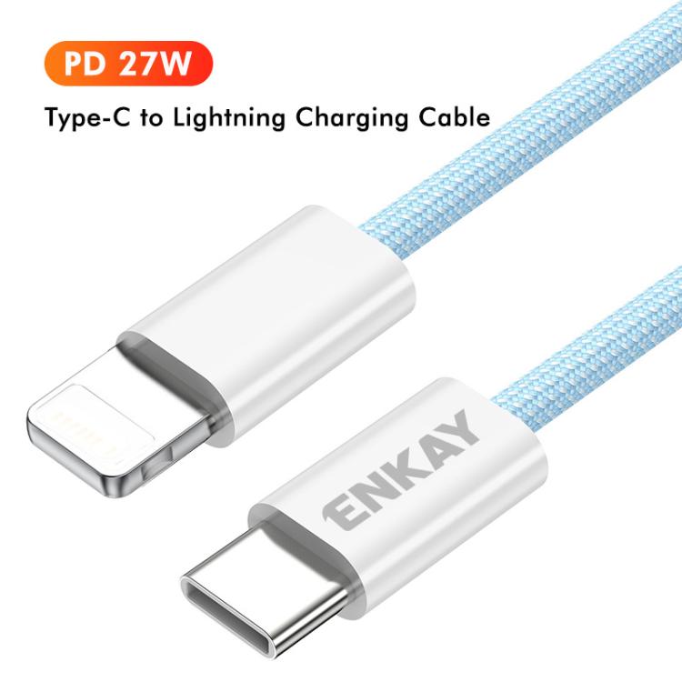 Cable De Datos Usb-C A 8 Pines Enkay CB175 Carga PD 27W 1,5 M (Blanco)