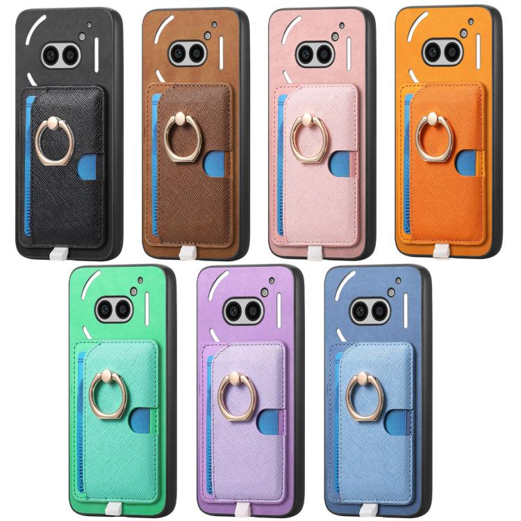 Estuche para Teléfono cmf Phone 1 Retro Cross Cuero con Anillo y Tarjetas (Negro)