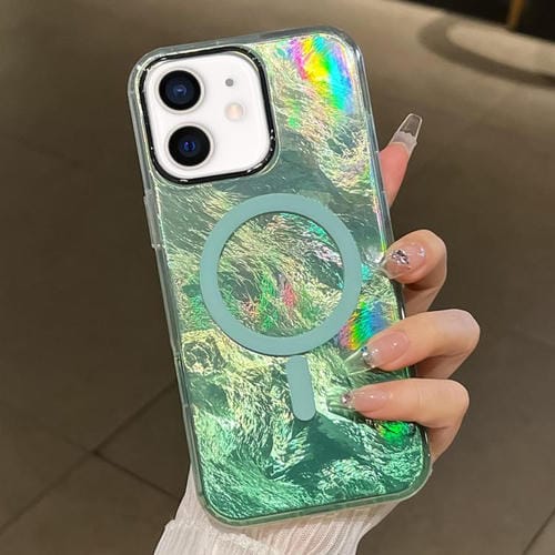 Funda para Teléfono Magsafe iPhone 12 Textura Glaciar Degradado (Verde)