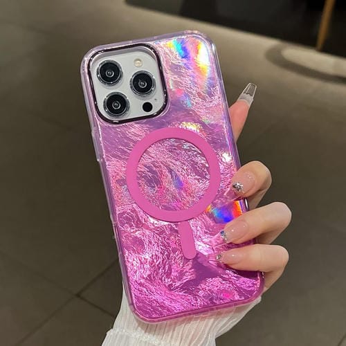 Funda para Teléfono Magsafe iPhone 14 Pro Textura Glaciar Degradado (Rosa)