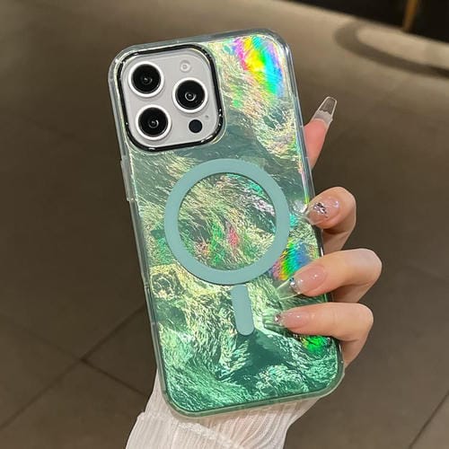 Funda para Teléfono Magsafe iPhone 14 Pro Max Textura Glaciar Degradado (Verde)