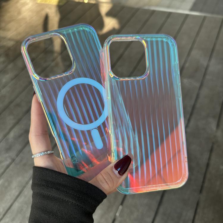Funda para Teléfono Magsafe iPhone 14 Textura Grabada Láser Rayas Verticales