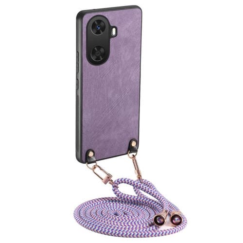 Funda de Cuero Vintage para Huawei Enjoy 60 con Policarbonato y Correa Cruzada (Morado)