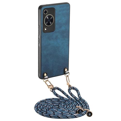 Funda de Cuero Vintage para Huawei Enjoy 70 con Correa Cruzada (Azul)