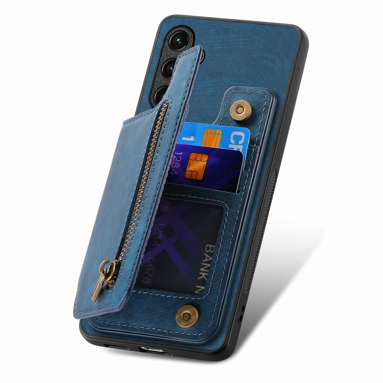 Funda de Cuero Retro con Cremallera para Huawei Nova 10 (Azul)