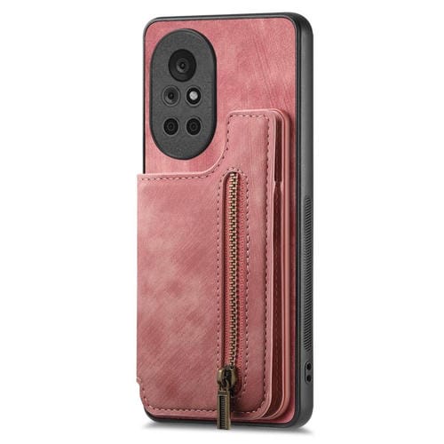 Funda de Cuero Retro con Cremallera para Huawei Nova 8 (Rosa)