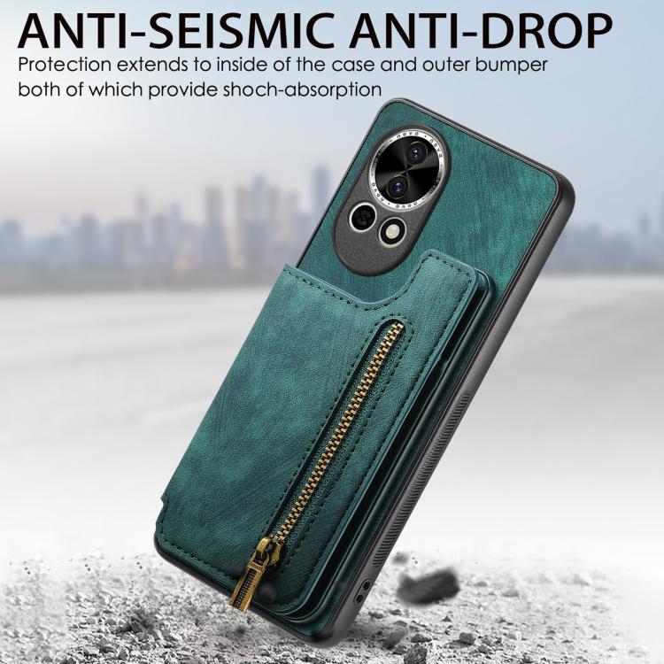 Funda de Cuero Retro con Cremallera y Billetera para Huawei Enjoy 70 (Azul)