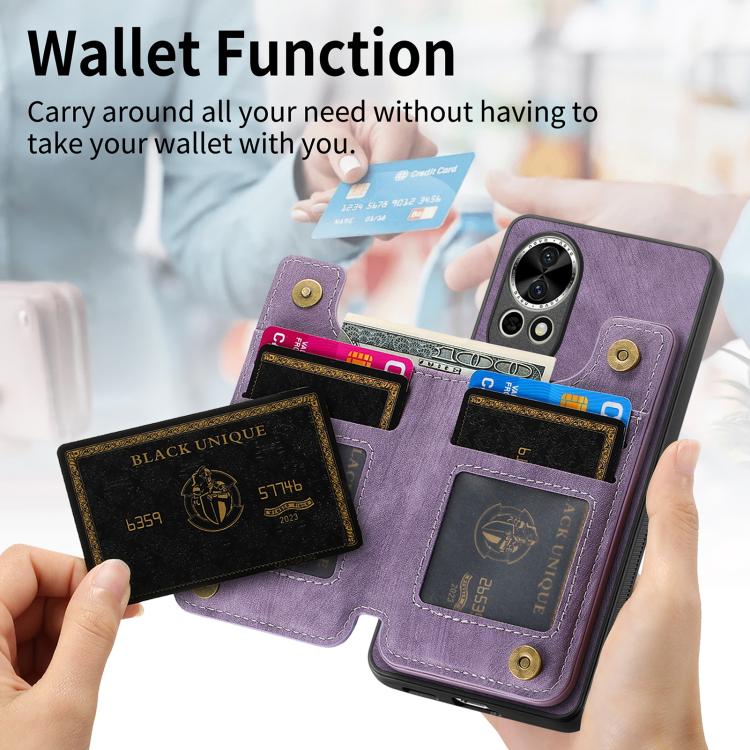 Funda de Cuero Retro con Cremallera para Huawei P60 Pro (Marrón)