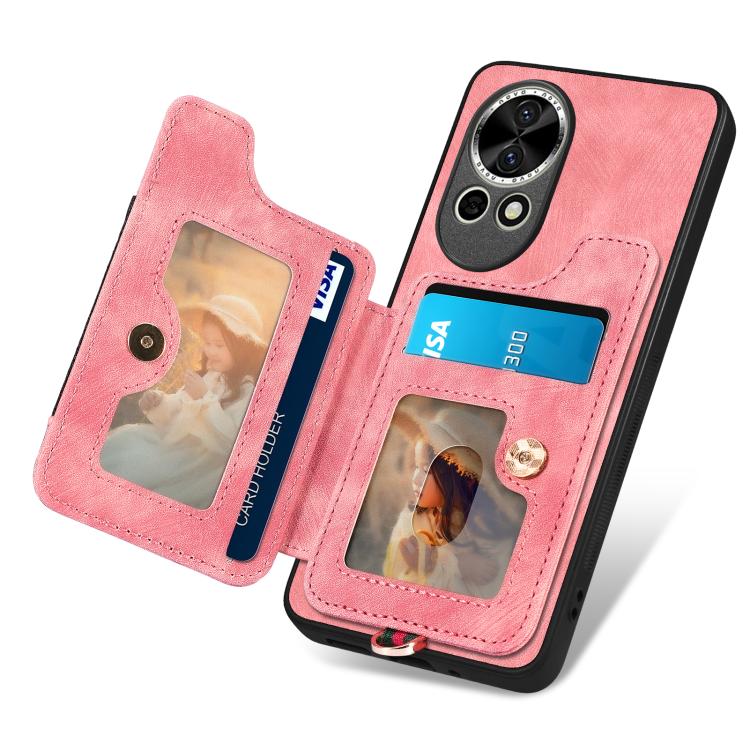 Funda para Teléfono Huawei Nova 10 Se con Billetera MultiTarjeta y Anillo (Rosa)