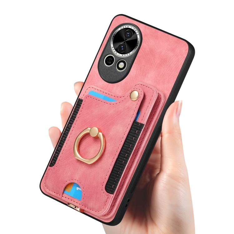 Funda para Teléfono Huawei Nova 10 Se con Billetera MultiTarjeta y Anillo (Rosa)