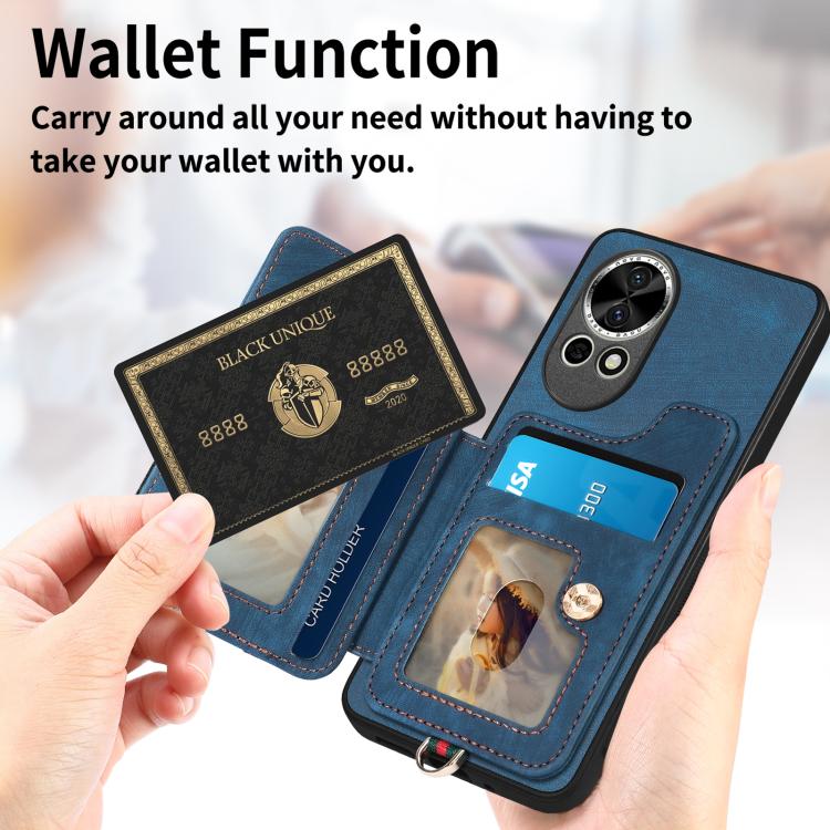 Funda para Teléfono Huawei P60 con Billetera MultiTarjeta Diseño Retro Anillo (Negra)