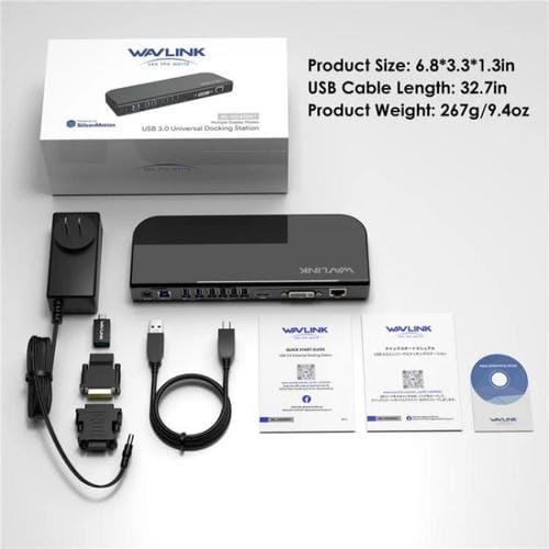 Estación de Acoplamiento para Dos Pantallas Wavlink Ug49Dk1 con Concentrador USB-C 13 en 1 para Windows, Mac y Android (Enchufe de la UE)