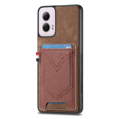 Funda de Piel con Textura Vaquera para Motorola Moto G Power 5G 2024 con Ranura para Tarjetas (Marrón)