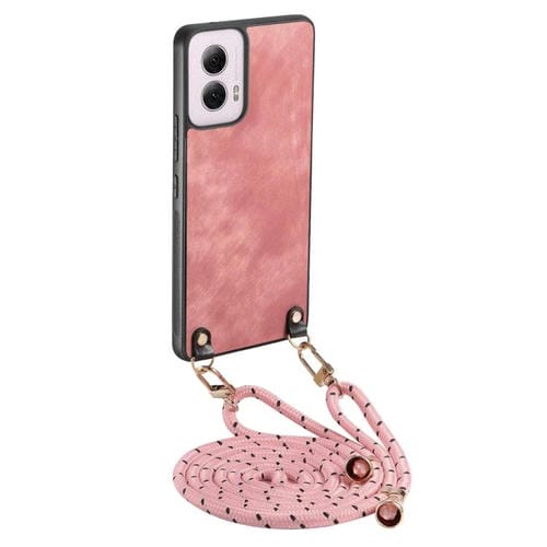 Funda de Cuero Vintage para Motorola Moto G Power 2024 5G con Correa Cruzada (Rosa)