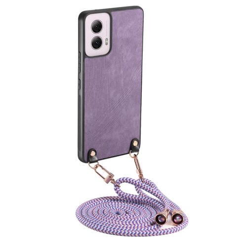 Funda de Cuero Vintage para Motorola Moto G Power 2024 5G con Correa Cruzada (Morado)