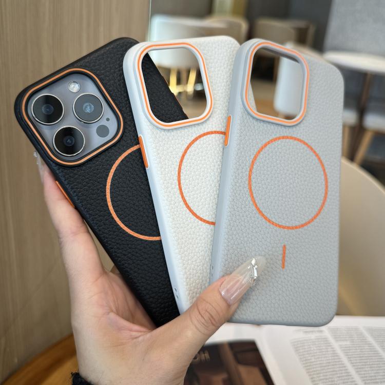 Funda TPU iPhone 11 Pro con Diseño Grano de Lichi y Anillo Magsafe (Azul)