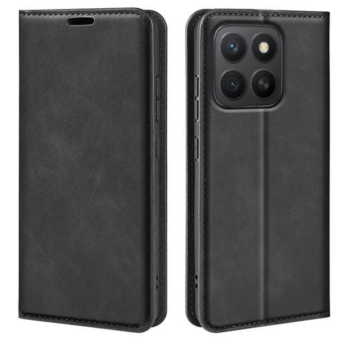 Funda de Cuero con Ventosa Magnética para Honor X8C Retro-Skin (Negra)