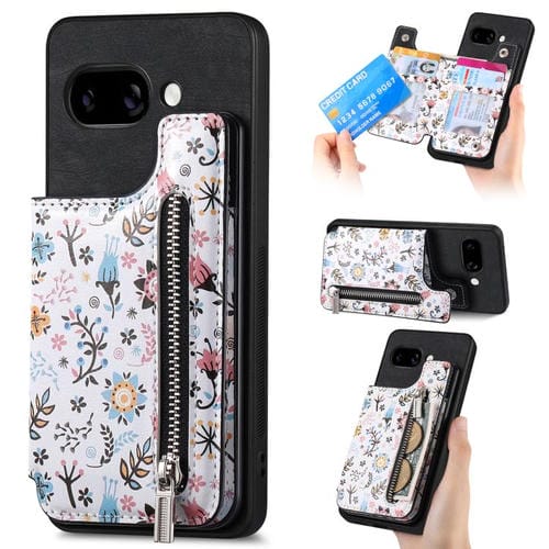 Funda para Teléfono Google Pixel 9A con Cremallera Trasera y Diseño Retro Pintado (Negra)