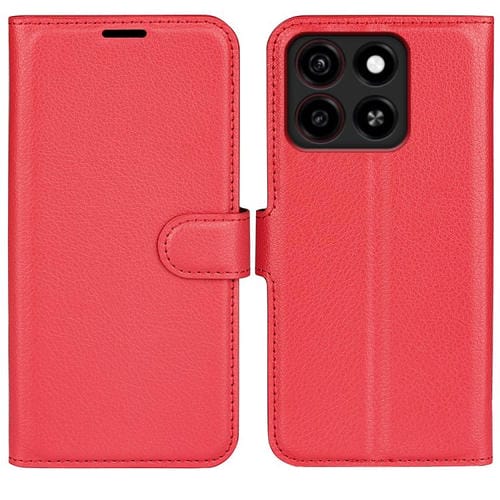 Funda de Cuero con Tapa Horizontal y Textura de Lichi para ZTE Blade A35 con Soporte (Rojo)