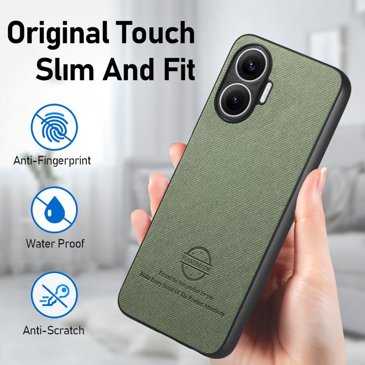 Funda trasera de piel y sarga para Redmi Turbo 4 Pro (verde)