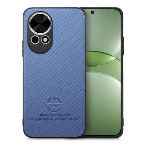 Funda para Teléfono Huawei Nova 13 Pro con Parte Trasera de Piel y Tejido de Sarga (Azul)