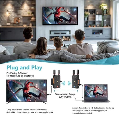 Transmisor y Receptor Inalámbrico Vrriis 097Pro para Transmisión en Vivo de Audio y Video 4K HD Enchufe Reino Unido