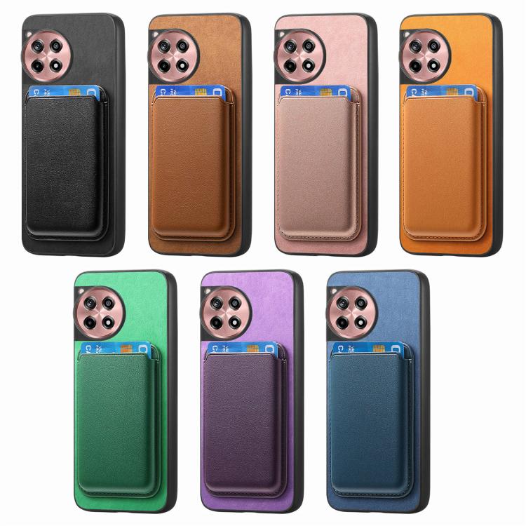 Funda Trasera PU con Tarjetero Magsafe Retro para OnePlus Ace 3/12R 5G (Morada)