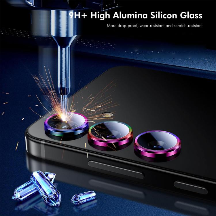 ENKAY Hat-Prince 9H - Lente de cámara trasera con película de vidrio templado de aleación de aluminio para Samsung Galaxy S25 FE 5G (negro)