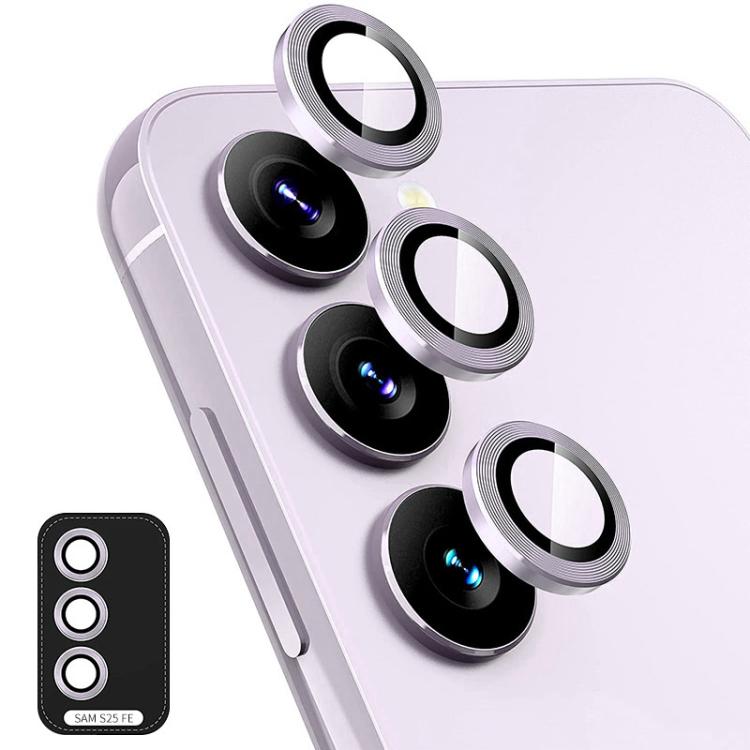 ENKAY Hat-Prince 9H - Lente de cámara trasera para Samsung Galaxy S25 FE 5G, película de vidrio templado de aleación de aluminio (morado)