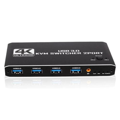 Conmutador KVM K2-1 4K 60 Hz para Compartir Monitor con 2 Entradas, 1 Salida, USB 3.0, HDMI 2.0 y Control Remoto