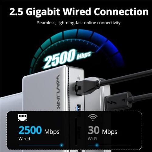 Estación de Acoplamiento Wavlink Utd45 96 W con Carga para Pantallas 8K/4K y Thunderbolt 4 Concentrador 13 en 1 (Enchufe Estadounidense)