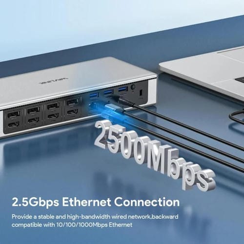 Estación de Acoplamiento Wavlink UG69PD12 DisplayLink para Cuatro Monitores Compatible con Portátiles M1 M2 Mac y Windows (Enchufe Reino Unido)