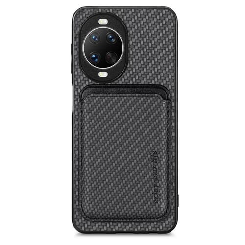 Funda de cuero de fibra de carbono con tarjetero Magsafe para Huawei Nova 14 (negra)