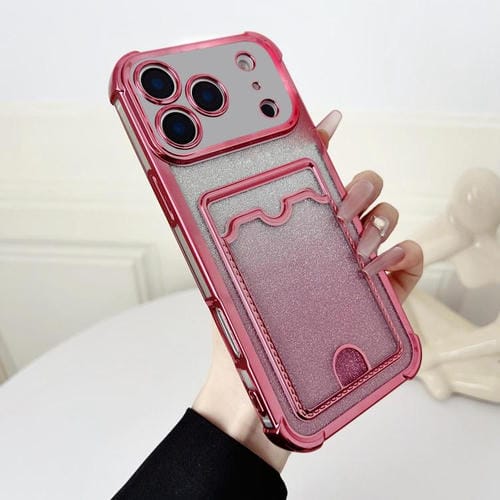 Funda de TPU con diseño de cuatro esquinas y purpurina galvanizada para iPhone 17 Pro Max (rosa)